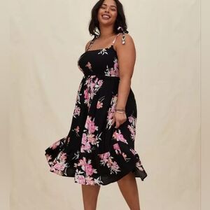 Torrid Black Dress with Pink Floral Pattern
